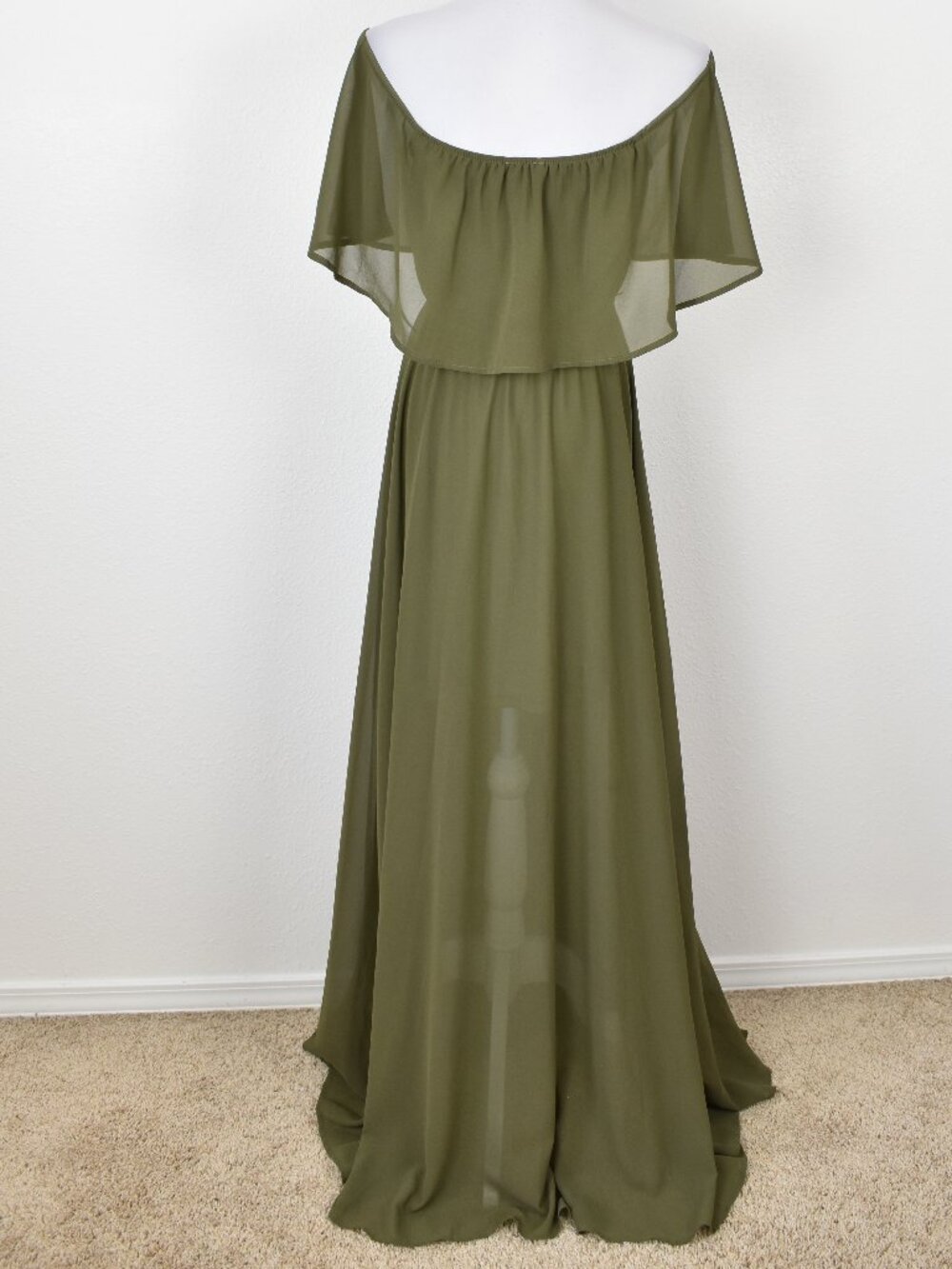 Baltic Born Victoria Olive Green Off Shoulder Maxi Dress - M - Picture 5 of 10